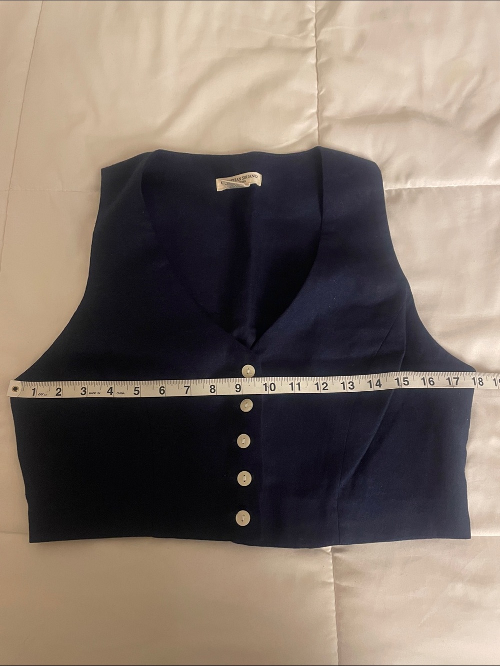 Christian‎ Siriano Navy Size 10 Linen Set Pants Buttoned Blouse Styled Comfort - Picture 12 of 13
